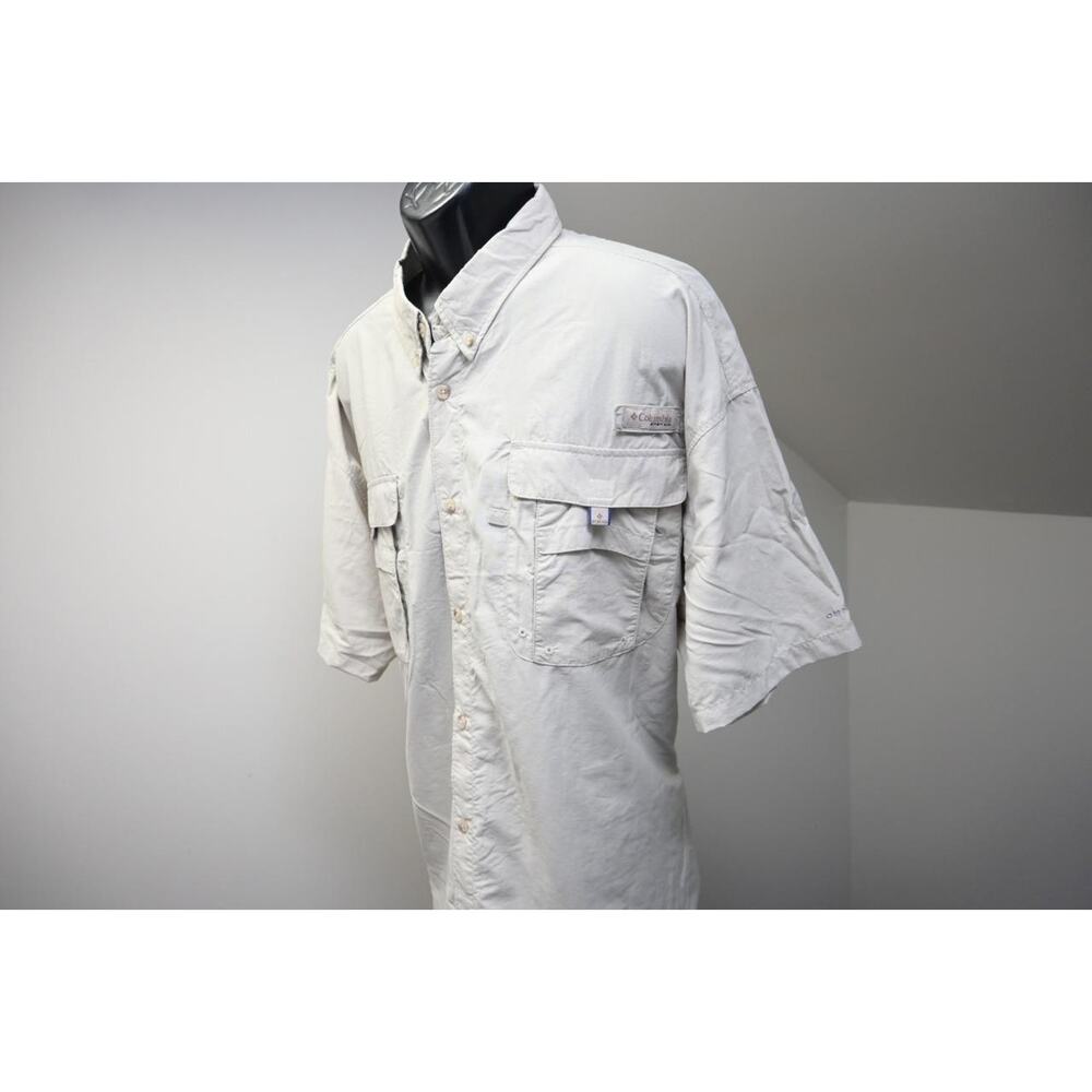 Columbia PFG‎ Vented Fishing Shirt Beige Omni-Shade Camp Shirt Mens Size 3XL